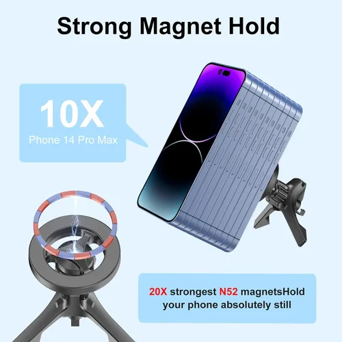 Miniatura 3 de Magsafe - Soporte para automóvil - 20 súper imanes, soporte magnético universal para teléfono para iPhone serie 12-16 y fundas MagSafe