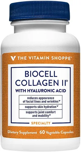 The Vitamin Shoppe Colágeno tipo II 1000 mg - Salud de las articulaciones, apoyo y flexibilidad para el cartílago, con ácido hialurónico (60