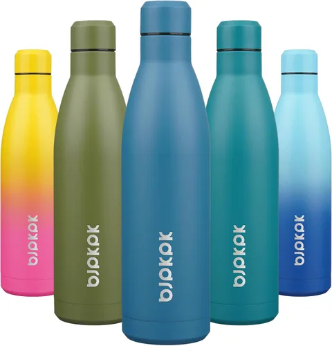 Miniatura 26 de BJPKPK Botellas de agua de acero inoxidable con aislamiento de 17 onzas, mantiene el frío y el calor, brillante oro rosa Oro rosa brillante