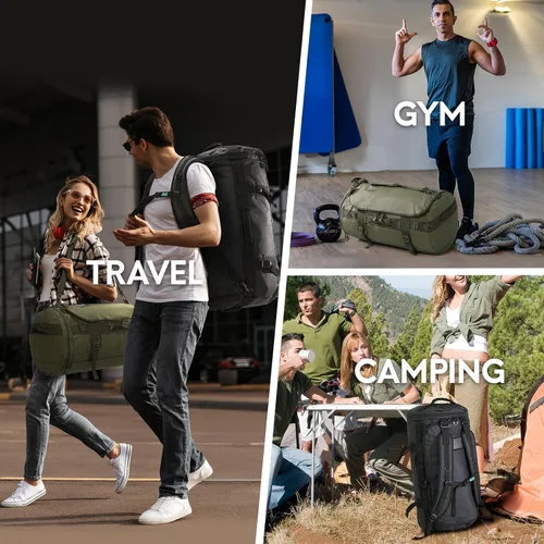 Miniatura 8 de Haimont Mochila de lona, bolsa de viaje con compartimento para zapatos, resistente al agua, para hombres y mujeres, viajes diarios,