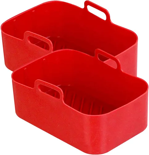 Miniatura 12 de Olla de silicona para freidora de aire Cesta rectangular reutilizable para freidora de aire, olla para hornear de alta temperatura, sartén