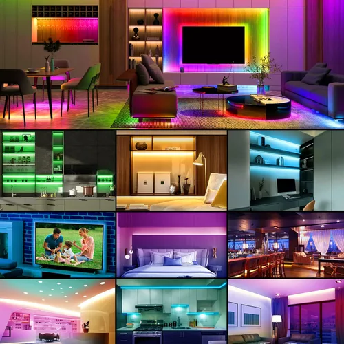 Miniatura 7 de Kit de tiras de luces LED, tira de luces LED RGB de 2 x 6.56 pies para retroiluminación LED de TV de 40 a 60 pulgadas, tira de luz que cambia