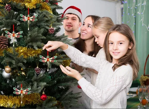 Miniatura 2 de WhatSign Adornos de Navidad de libélula 2025 – Adornos colgantes de metal para decoración de árbol de Navidad, regalos para niños, mujeres y niñas