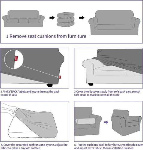 Miniatura 7 de ZNSAYOTX 2 piezas de fundas para sillas de sala con brazos, antideslizantes, elásticas, fundas para sillón de brazo, fundas para sillón de sofá