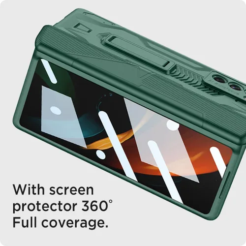 Miniatura 4 de Miimall Funda para Galaxy Z Fold 2 con protección de bisagra, protector de pantalla de alta transparencia, protector de bisagra magnético, soporte