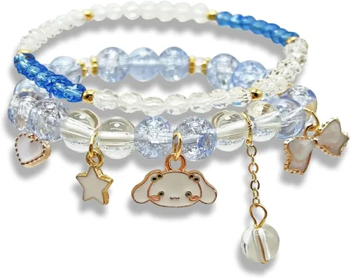 ZMANYIJEW Pulsera de cuentas de cristal para mujer, lindas pulseras de cuentas a juego para mejor amiga