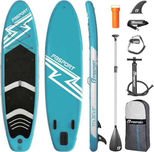 Miniatura 9 de FBSPORT Tabla de remo de pie prémium de 11 pies, tabla de yoga con accesorios de SUP y bolsa de transporte, amplia posición, control de surf, Verde