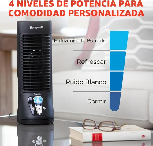 Miniatura 4 de Honeywell QuietSet - Ventilador de mesa personal, ventilador de escritorio personal oscilante con funcionamiento silencioso, 4 niveles de potencia