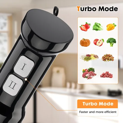 Miniatura 2 de Batidora de inmersión de mano inalámbrica 6 en 1 Mezclador de mano de acero inoxidable 25 velocidades Turbo Mode Electric Sitck Beaker Chopper Milk