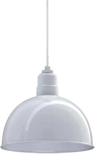 Miniatura 59 de Steel Lighting Co. Colgante de cuenco rosa Lámpara montada en el techo Cúpula de 15 pulgadas vástago de 12 pulgadas Estilo granero de acero