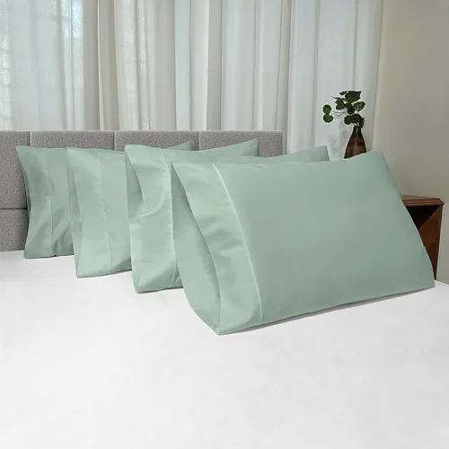Miniatura 59 de Pizuna Juego de 2 fundas de almohada de 100 % algodón puro, tamaño estándar, color blanco, lujosas fundas de almohada de 400 hilos de satén