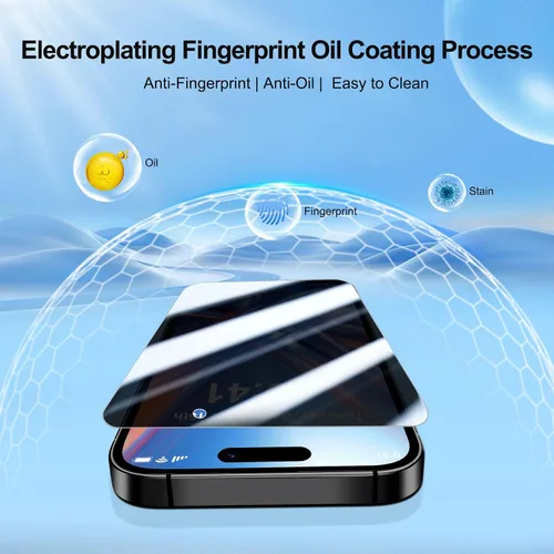Miniatura 7 de QHOHQ - Paquete de 3 protectores de pantalla de privacidad para iPhone Air+3 protectores de lente de cámara, vidrio templado antiespía de 25°