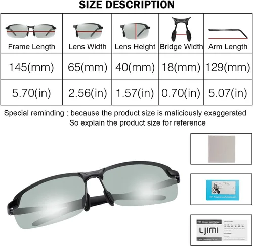 Miniatura 4 de Gafas de sol polarizadas fotocrómicas para hombre Al-Mg marco de metal gafas de conducción deportivas protección UV400 gafas antirreflejos