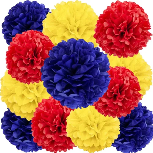 Miniatura 25 de We Moment Pompones de papel de seda morado y rosa para decoración de fiesta de niñas en el techo, para colgar en la pared, 12 pompones de seda de 4