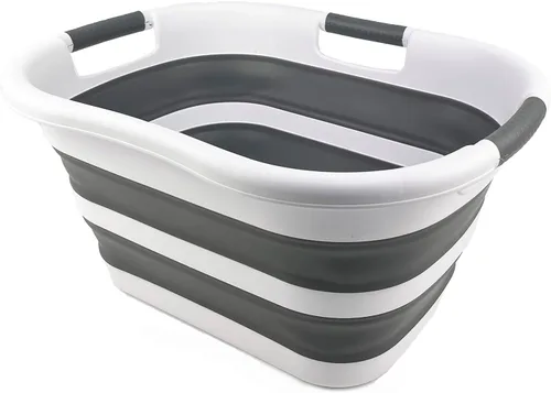 SAMMART Cesta plegable de plástico para lavandería de 30 litros (7.9 galones) - Contenedor/organizador de almacenamiento plegable - Cesto portátil