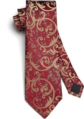 Miniatura 251 de HISDERN Corbatas para hombre, corbata de cachemira y bolsillo cuadrado tejido clásico floral para hombre, corbata de fiesta de boda