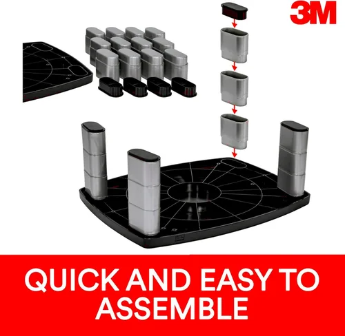 Miniatura 6 de Soporte ajustable para monitor 3M, altura ajustable de 1 pulgada a 5 7/8 pulgadas, sostiene 80 libras, 11 pulgadas de espacio entre columnas