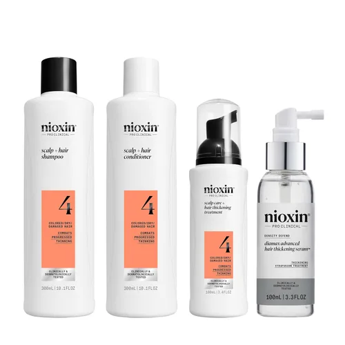 Nioxin System Kit 4, limpia, acondiciona y trata el cuero cabelludo para un cabello más grueso y fuerte, suministro de 3 meses + tratamiento de