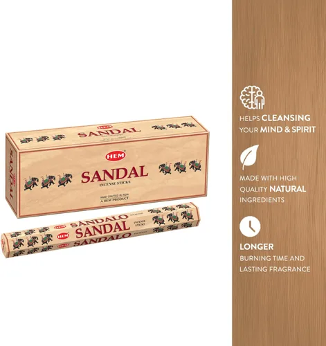 Miniatura 3 de HEM Varillas de incienso para sandalias – Paquete de 6 (120 varillas) – 9 pulgadas de largo – Perfecto para meditación, relajación y fragancia