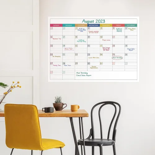 Miniatura 9 de Calendario grande de borrado en seco para pared, calendario de borrado en seco sin fecha, calendarios laminados borrables para pared con 8
