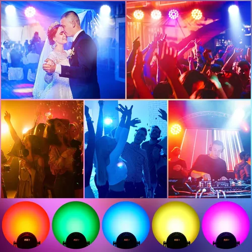 Miniatura 8 de U`King Luces de escenario, 18 x 18 W RGBW 4 en 1 LED DJ Par puede luz con efecto estroboscópico/lavado de escenario por DMX512 y iluminación