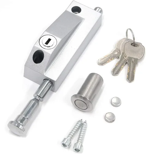 Miniatura 7 de MY MIRONEY Cerradura de puerta corredera negra para puertas de patio de vidrio de ventana Cerradura de seguridad auxiliar