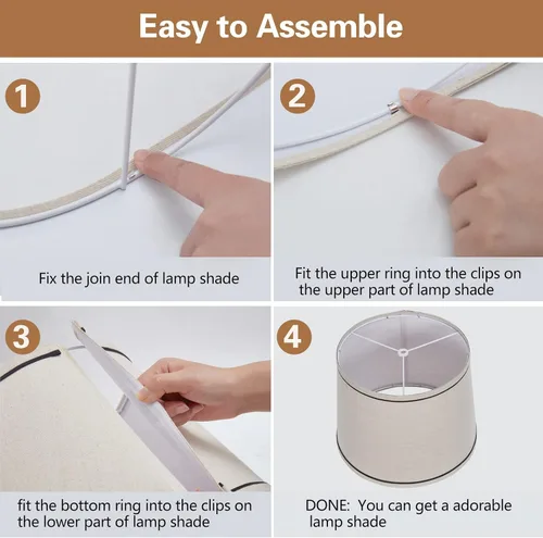 Miniatura 6 de Juego de 2 pantallas medianas para lámparas de mesa/de pie, pantallas de tambor de tela altas y medianas, 13" superior x 11" inferior x 10