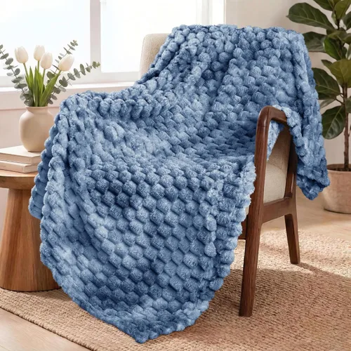 Miniatura 29 de Exclusivo Mezcla - Manta de vellón extragrande, 50 x 70 pulgadas, elegante, tela jacquard suave, mullida, acogedora y ligera, para invierno