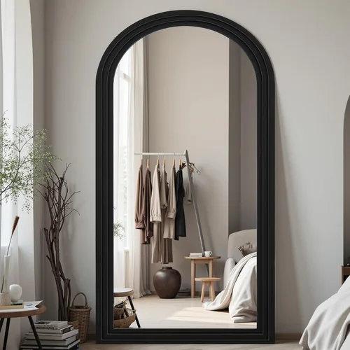 Miniatura 20 de Espejo de longitud completa, espejo de madera de 71 x 32 pulgadas, espejo de piso de madera con soporte, espejos de pie de gran tamaño, espejos