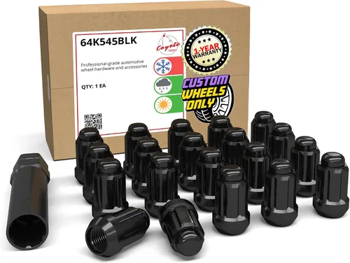 Wheel Accessories Parts 20 piezas de 0.472 in 1.50 12 x 1.50 rosca para automóvil de 1.38 pulgadas de largo, tuerca negra para muchos automóviles de
