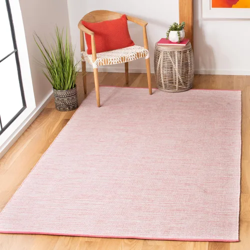 SAFAVIEH Montauk Collection - Alfombra de área de 6 x 9 pies, rosa y fucsia, hecha a mano, de algodón plano, ideal para zonas de alto tráfico en