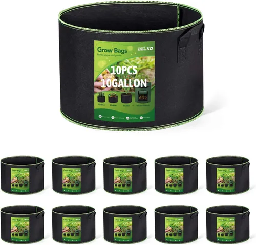 Miniatura 17 de Delxo Bolsas de cultivo de jardín de 1 galón, paquete de 10 bolsas de cultivo de plantas, macetas pequeñas de tela para plantar, verduras