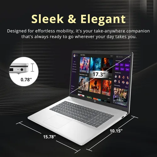 Miniatura 8 de HP Portátil con pantalla táctil HD+ de 17,3", AMD Ryzen 5 7430U, 8 GB de RAM, almacenamiento de 1,5 TB (512 GB SSD + 1 TB Docking Station Set)