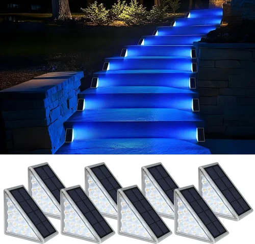 Miniatura 15 de AUDLES Luces solares LED impermeables para escaleras, luces de escalera para exteriores, luces solares blancas cálidas IP67, luces decorativas
