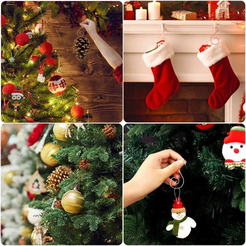 Miniatura 5 de Ganchos para Adornos, Colgadores Dorados para Adornos de Navidad, 100 Piezas de Ganchos para Adornos de Navidad, Ganchos de Metal para Adornos, Oro