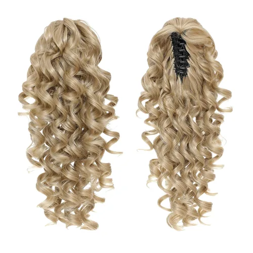 Miniatura 12 de SWACC 12-Pulgadas Extensiones de Cola de Caballo Cortas con Rizos de Tornillo y Pinza de Gancho Extensiones de Cabello Sintético con Cordón