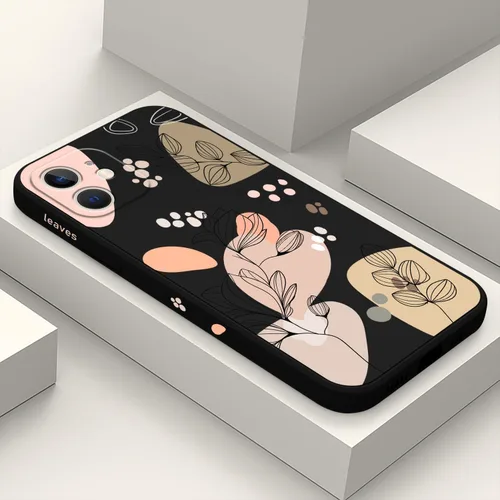 Miniatura 37 de LEECG Funda para iPhone 12 Mini, diseño creativo con estampado floral, funda antiarañazos de microfibra suave, funda de silicona líquida para Negro