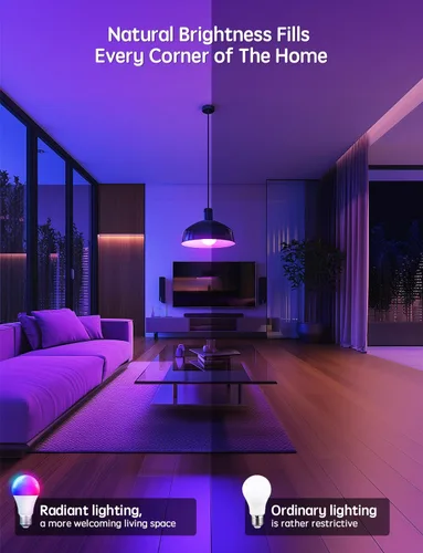 Miniatura 2 de Paquete de 8 bombillas inteligentes, A19 E26 850LM WiFi y Bluetooth RGBWW que cambia de color, bombilla LED RGBWW compatible con Alexa y Google