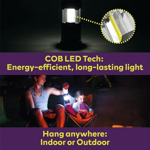 Miniatura 8 de ATack Linterna LED para campamento, funciona con pilas, paquete de 4 linternas de campamento para cortes de energía, luces colgantes plegables