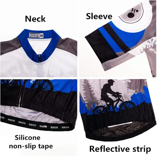 Miniatura 4 de JPOJPO - Maillot de ciclismo para hombre, manga corta + 5D acolchado pantalones cortos verano de secado rápido S-3XL