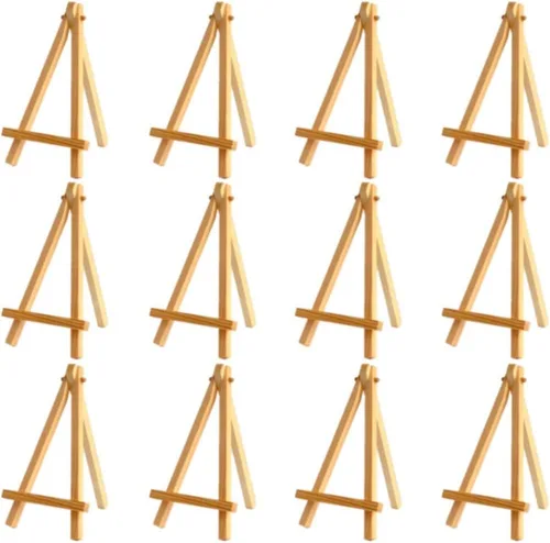 Onwon 12 piezas de mini caballete de madera natural de 6.25 pulgadas, pintura, dibujo, fotos, tarjetero decorativo (6.25 pulgadas/6.3 in)