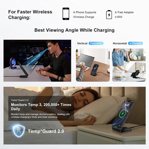 Miniatura 4 de Samsung S26 Ultra Wireless Charger Stand Cargador de teléfono inalámbrico para Android Samsung Galaxy S26 S25 Ultra S25 Edge S25FE S24FE S23 S22 S21