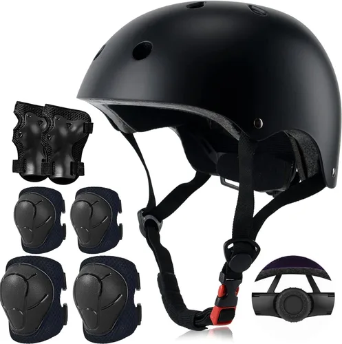 Miniatura 8 de Juego de casco de bicicleta para niños, certificado por la CPSC con rodilleras, coderas, muñequeras, casco ajustable para edades de 3-5-8-15 años