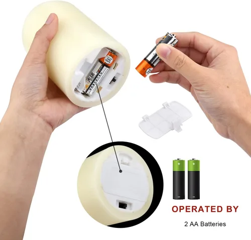 Miniatura 6 de Velas grandes de LED sin llama con temporizador remoto de 10 botones, de Ry