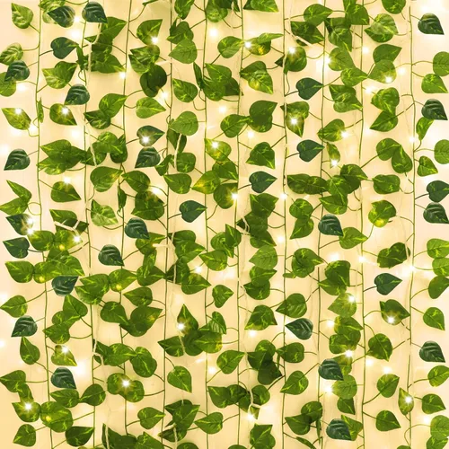 Miniatura 11 de CEWOR Paquete de 10 enredaderas artificiales para decoración de habitaciones, guirnalda de hiedra artificial, enredaderas falsas para colgar plantas