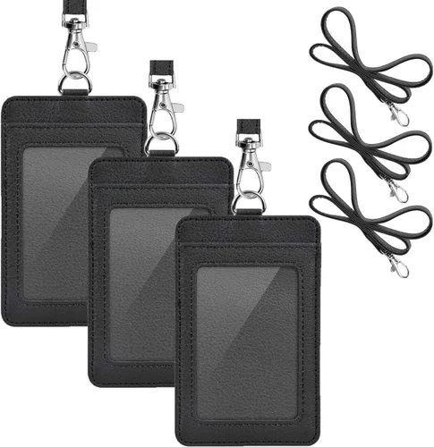 Miniatura 7 de Paquete de 2 soportes para tarjetas de identificación de piel sintética, soporte para tarjetas de identificación de Life-Mate con 1 ventana