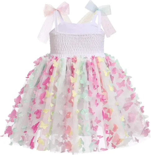 Miniatura 2 de ODASDO Vestido de fiesta de cumpleaños para niñas pequeñas, con lazo, tirantes delgados, tutú de tul, vestido de princesa, concurso de fiesta