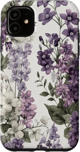Miniatura 8 de Funda para iPhone XR White Violet Purple Lavender Lilac Floral con flores botánicas