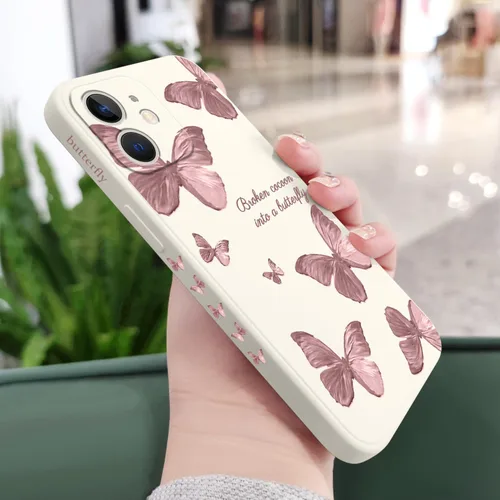 Miniatura 2 de LEECG Funda para iPhone 12 Mini, diseño creativo con estampado floral de mariposa de astronauta, funda antiarañazos de microfibra suave, funda