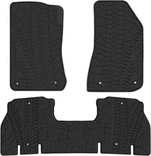 Tapetes para piso de auto para Jeep Wrangler JL 4x4 puerta Sahara Rubicon 2018 2019 2020 2021 2022 2023 2024 2025 - Ajuste personalizado, goma negra
